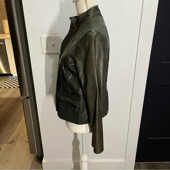 Bernardo Green Leather Moto Jacket PL - Picture 10 of 14
